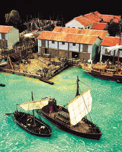 These ships are reconstructions of another type of Atlantic vessel
found in excavations on the River Thames in England.
