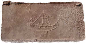 Petroglifo proveniente de la ermita de San Pedro de Tabira,
Du-rango, expuesto en el Museo Etnogrfico de Bilbao. Se considera
que corresponde al siglo XII o XIII.