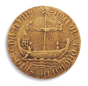 Reproduction of the seal of San Sebastian, 1297, from the
Na-tional Archive in Paris.