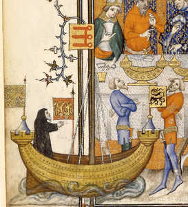 French miniature showing a warship of the period, with the
sa-me design as the one in St. Peter of Olite.