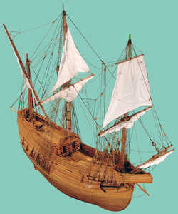 Topsails. During this period, development of the main and
fore topsails was completed. The new distribution of the sails made
them easier to handle, especially in the harsh conditions of the
North Atlantic.
