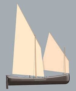 A comparative study of Basque sailing vessels shows that up
until the second third of the nineteenth century, the top edge of the
sails was horizontal. In latter years, it moved upwards, possibly influenced by the large tuna boats with their watertight decks. This
type of deck, imposed by naval authorities, made it difficult to
regulate the sternward inclination of the mainmast. The mast ended
up being positioned vertically; to compensate for the subsequent
forward displacement of the centre of wind pressure, the yard was
raised considerably, to give a more streamlined sail for head
winds.