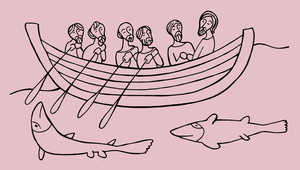 Interpretation of an illustration of a capitulary in a document
from San Vicente de la Barquera, dated 1478, showing a pinnace.
Fortunately for us, the artist has represented the entire vessel,
showing us the profile and the crew.