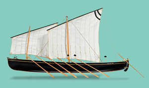 The term trainera appeared quite late, in the second half of the
nineteenth century; previously these boats had been known by the
more generic names "chalupa" and "lancha Manjuera".
