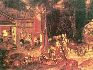 Scene by a German author depicting artisan and metal works in the late Middle Ages.