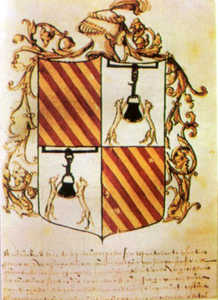 Coat of arms of the Loiola Manor in the promogeniture foundation deed (1536) 