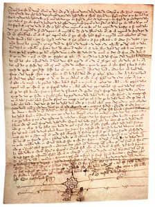 Documento de 1393 de la familia Báñez de Artazubiaga
de Mondragón, ejemplo de las nuevas élites urbanas (Colección privada)