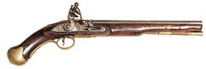 Pistola inglesa de chispa del siglo XVIII.