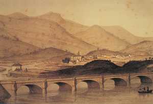 23. Le Pont international sur la Bidassoa, en 1864. 