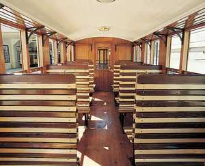 48. The inside of a 3rd class carriage from the Vasco-Navarro Railway.