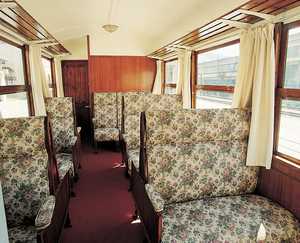 62. The inside of a 1st class carriage from the Urola Railway.