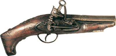 83. Pistola de chispa, siglo XVIII.