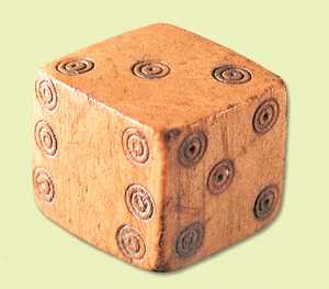 127. Money was often wagered on games of dice. Bone die, from the port of Tadeo Murgia, Irun.© Xabi Otero