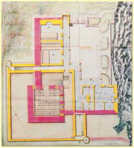 39. Plano del castillo de Santelmo de Higuer... 1755ean Felipe Cramer-ek marraztuak (zatia).