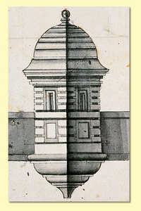 60. Drawing of the sentry box on the Governor's Bastion in San Sebastian (1735).© Hergara S.A.
