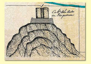 68. Castillo de la Mota en perspectiva. Inserto en una copia del documento cartogrfico realizado en 1669 por Juan Manso de Ziga.© Carlos Mengs