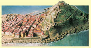 73. Fortifications in Urgull and the walled city of San Sebastian. Model.© Gorka Agirre