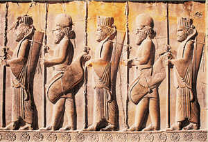 122. Relief from the citadel at Persepolis (Iran) built between 515 and 330 BCE.© Xabier Pealver
