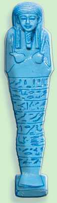 124. Porcelain ushebti from the Late Dynastic Period, found in the necropolis at Saqqara (4th century BCE).© 
