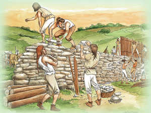 179. Construyendo la muralla de Basagain.© Angel Benito Gastaaga