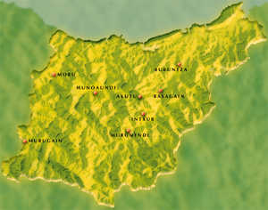 18. Mapa de localizacin de los poblados fortificados de la Edad del Hierro conocidos en Gipuzkoa.© Xabi Otero
